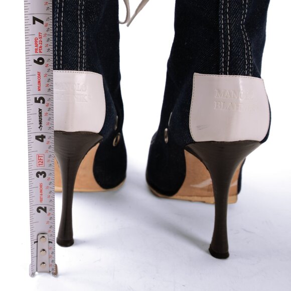 Manolo Blahnik “Sneaker Boot” Denim Lace-Up Ankle Boots - Size 37 - Picture 4 of 5